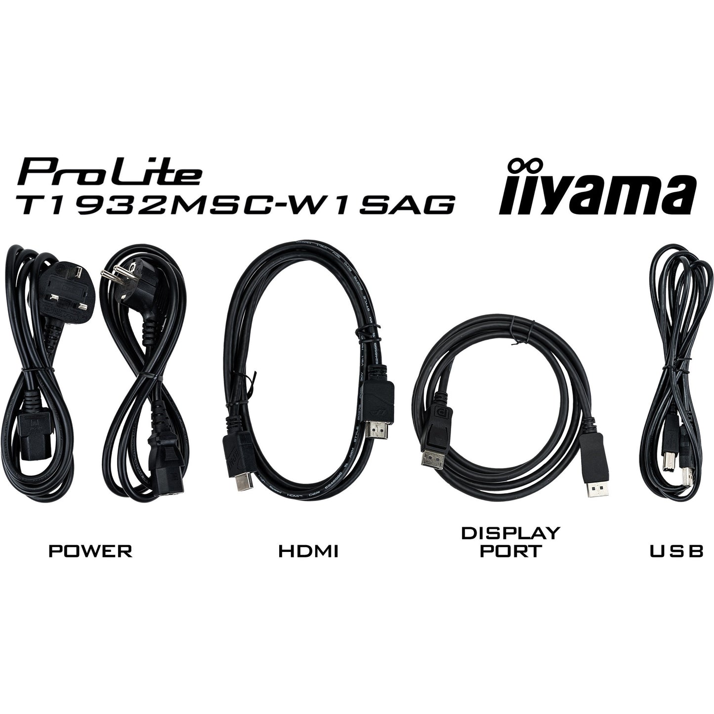 Iiyama prolite t1932msc-w1sag 19 touchscreen monitor (wit, hdmi, displayport, vga, usb-b)