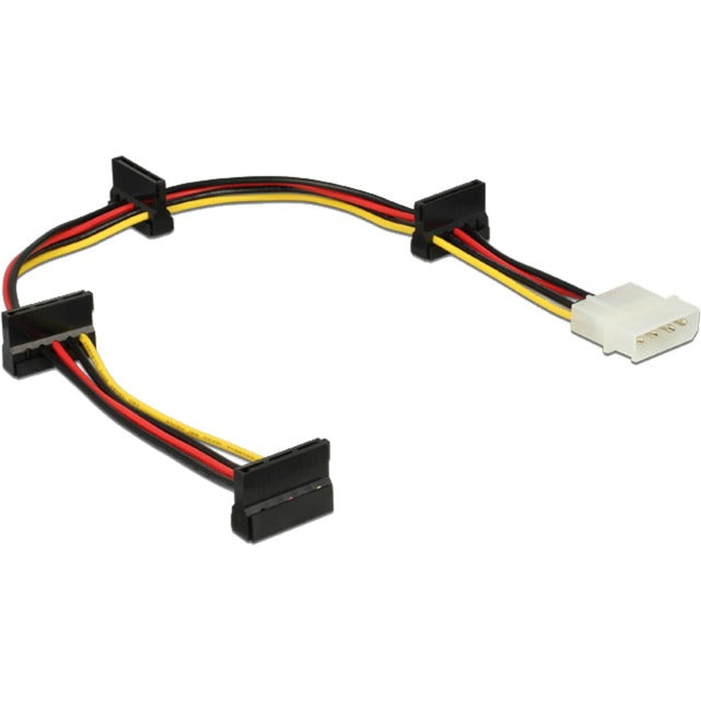 DeLOCK kabelvoeding molex 4-pins stekker > 4x sata 15-pins adapter (zwart rood, 0,4 meter)