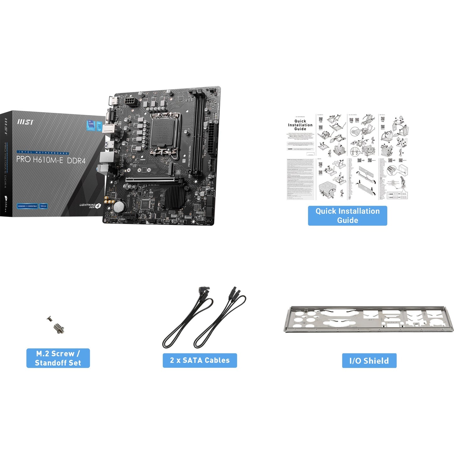 MSI pro h610m-e ddr4 socket 1700 moederbord (zwart, gb-lan, sound, µatx)