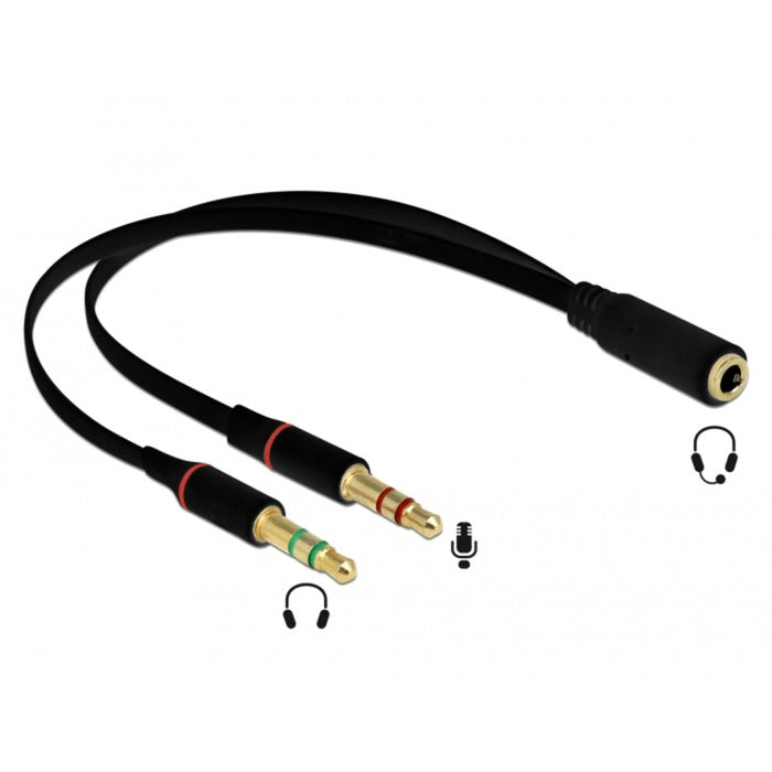 DeLOCK headset adapter (zwart, 0,2 meter)