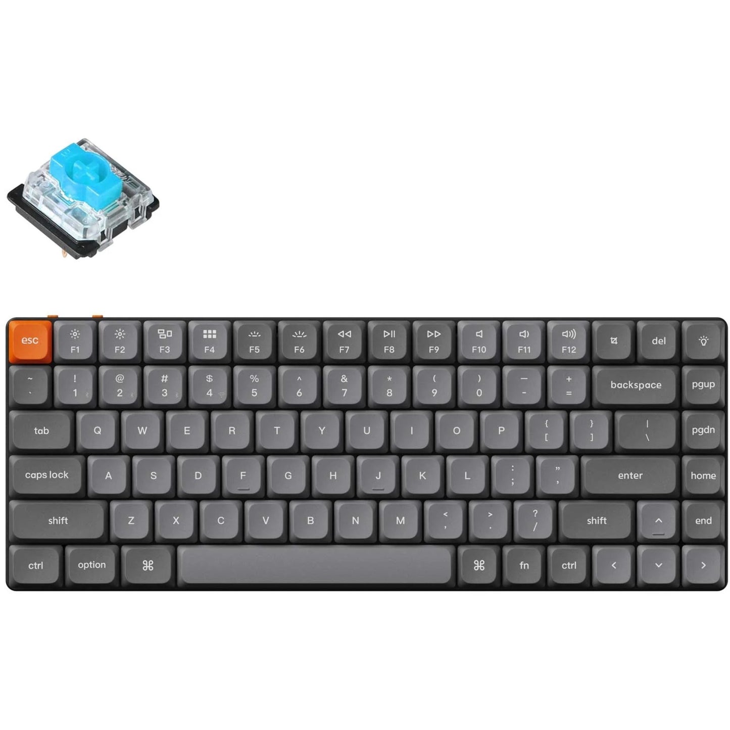 Keychron k3 max-h2 rgb mechanisch toetsenbord (zwart, us lay-out (qwerty), gateron low profile 2.0 mechanical blue, 75%, rgb leds, double-shot pbt, hot swap, 2.4ghz | bluetooth 5.1 | usb-c)