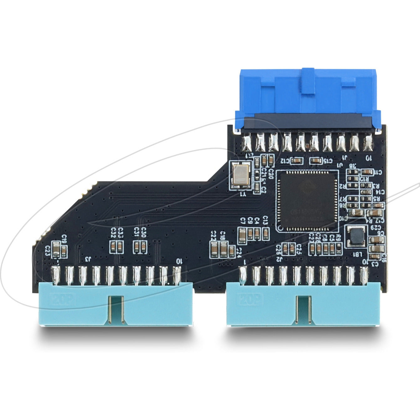 DeLOCK usb 5 gbps hub 20 pin header female to 2 x usb 5 gbps 20 pin header male adapter (blauw)