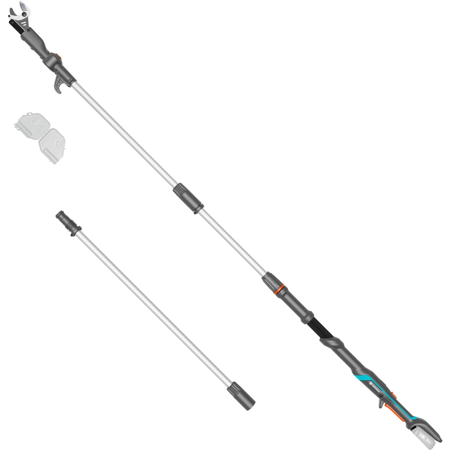 GARDENA accu-telescooptakkenschaar highcut 360 18v p4a solo boomschaar (donkergrijs turquoise, accu en oplader niet inbegrepen, power for all alliance)
