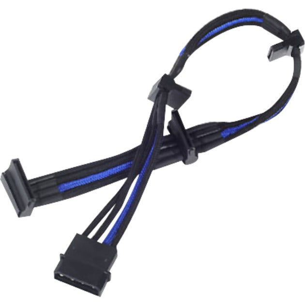 SilverStone adapter 4-pin molex > 4x 15-pin sata (zwart blauw, pp07-btsba)