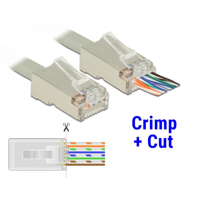 DeLOCK rj45 crimp+cut plug cat.6 stp stekker (transparant, 20 stuks)