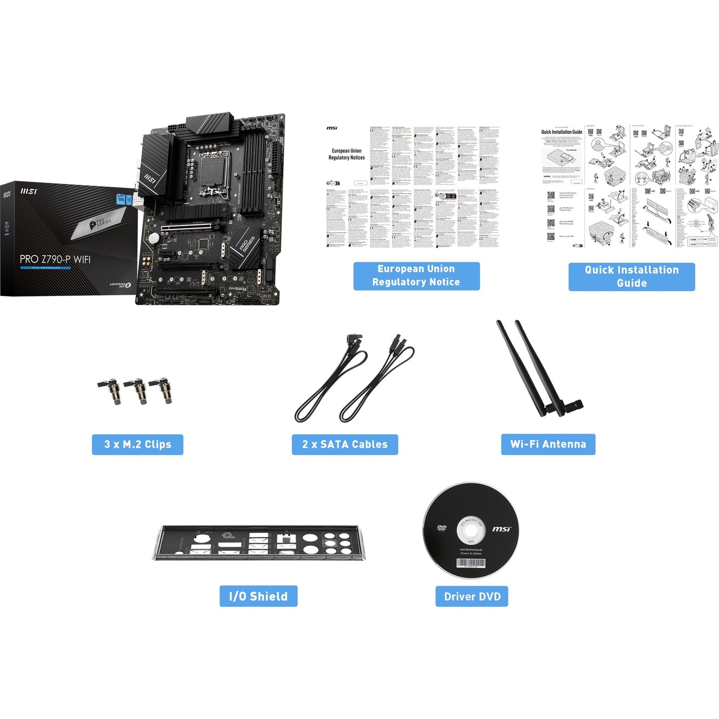MSI pro z790-p wifi socket 1700 moederbord (zwart, raid, 2.5 gb-lan, wi-fi 6e, bt, sound, atx)
