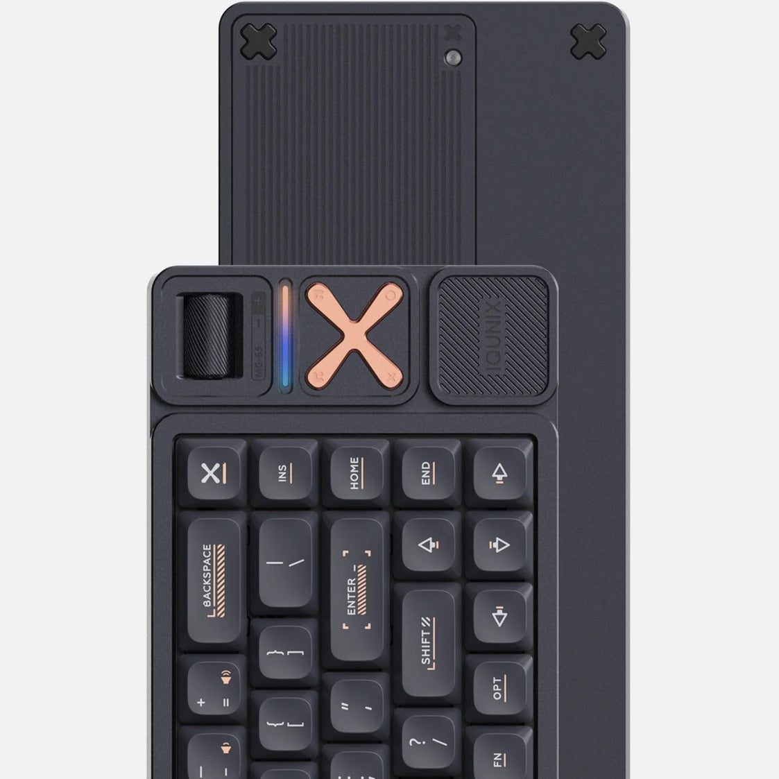 Iqunix Magi65 Pro Shadow Black RGB mechanisch gaming toetsenbord (Zwart, US lay-out (QWERTY), IQUNIX Gold Red, 65%, RGB leds, Hot-swappable, PBT, 2.4GHz | Bluetooth 5.1 | USB-C)