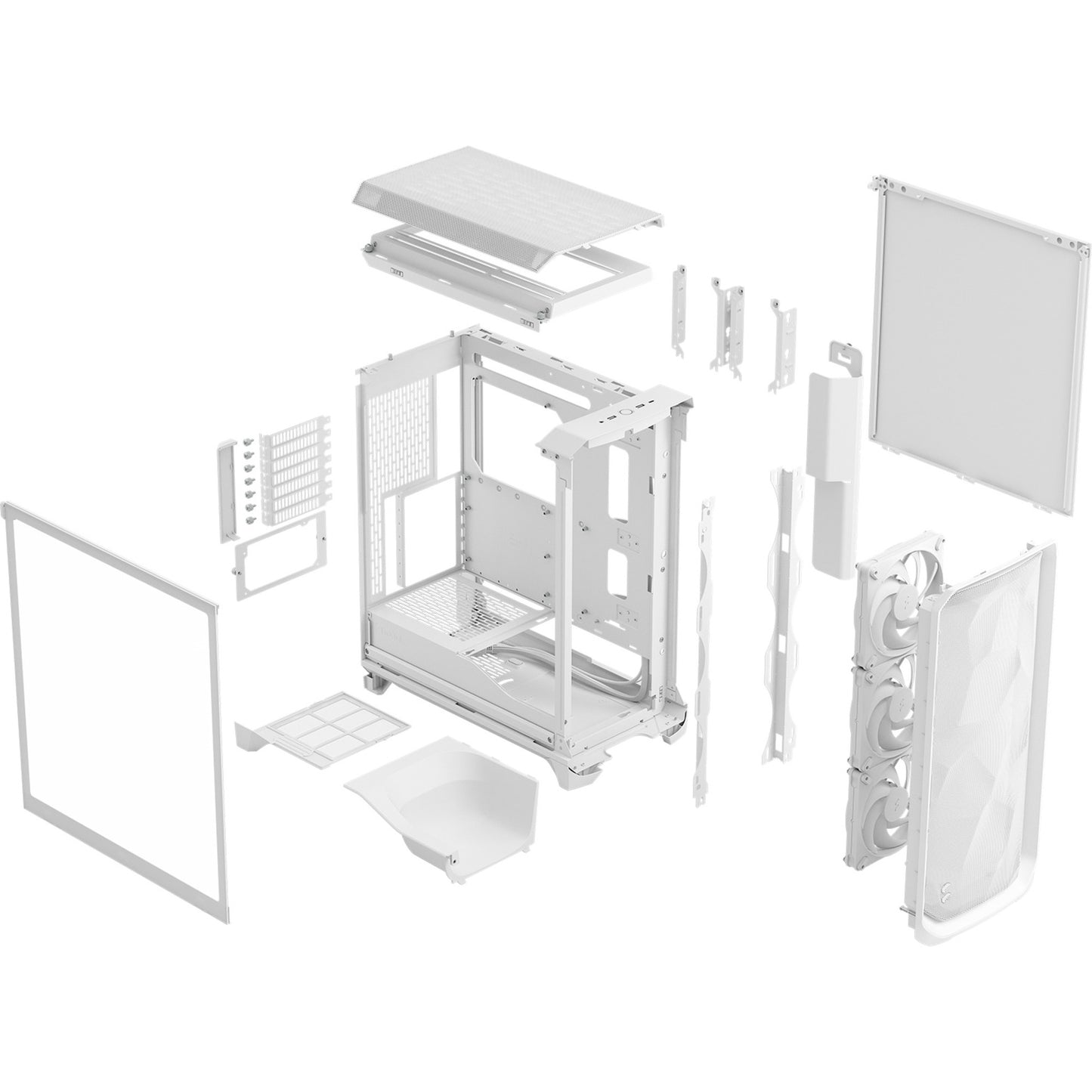 Fractal Design meshify 3 midi tower behuizing (wit | 2x usb-a | 1x usb-c | tempered glass)