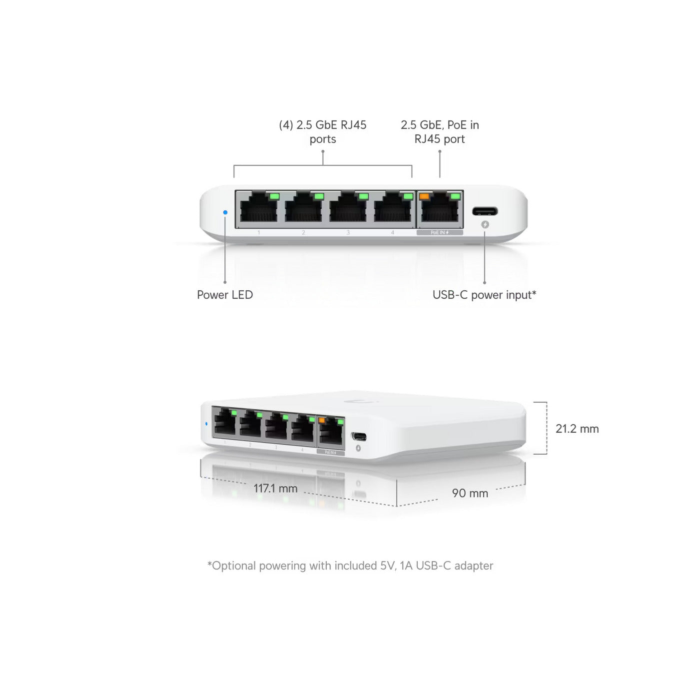 Ubiquiti flex mini 2.5g switch (wit)