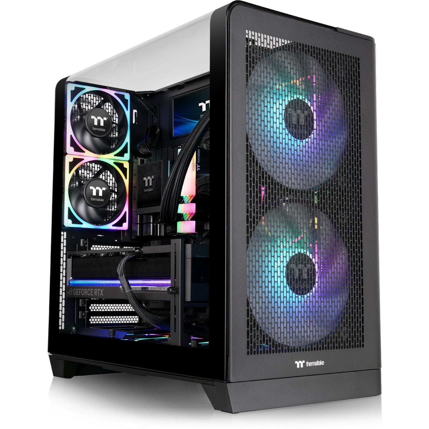 Thermaltake view 390 air midi tower behuizing (zwart | 2x usb-a | 1x usb-c | tempered glass)