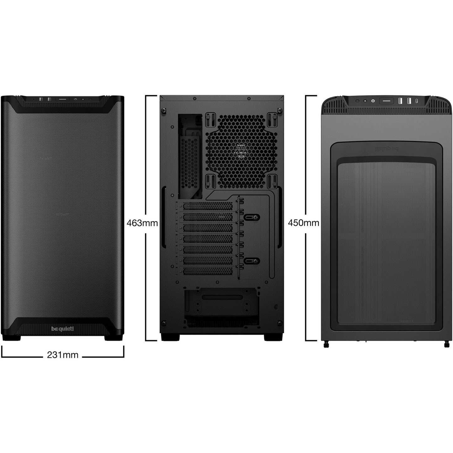 Be Quiet! pure base 501 airflow midi tower behuizing (zwart | 2x usb-a | 1x usb-c)