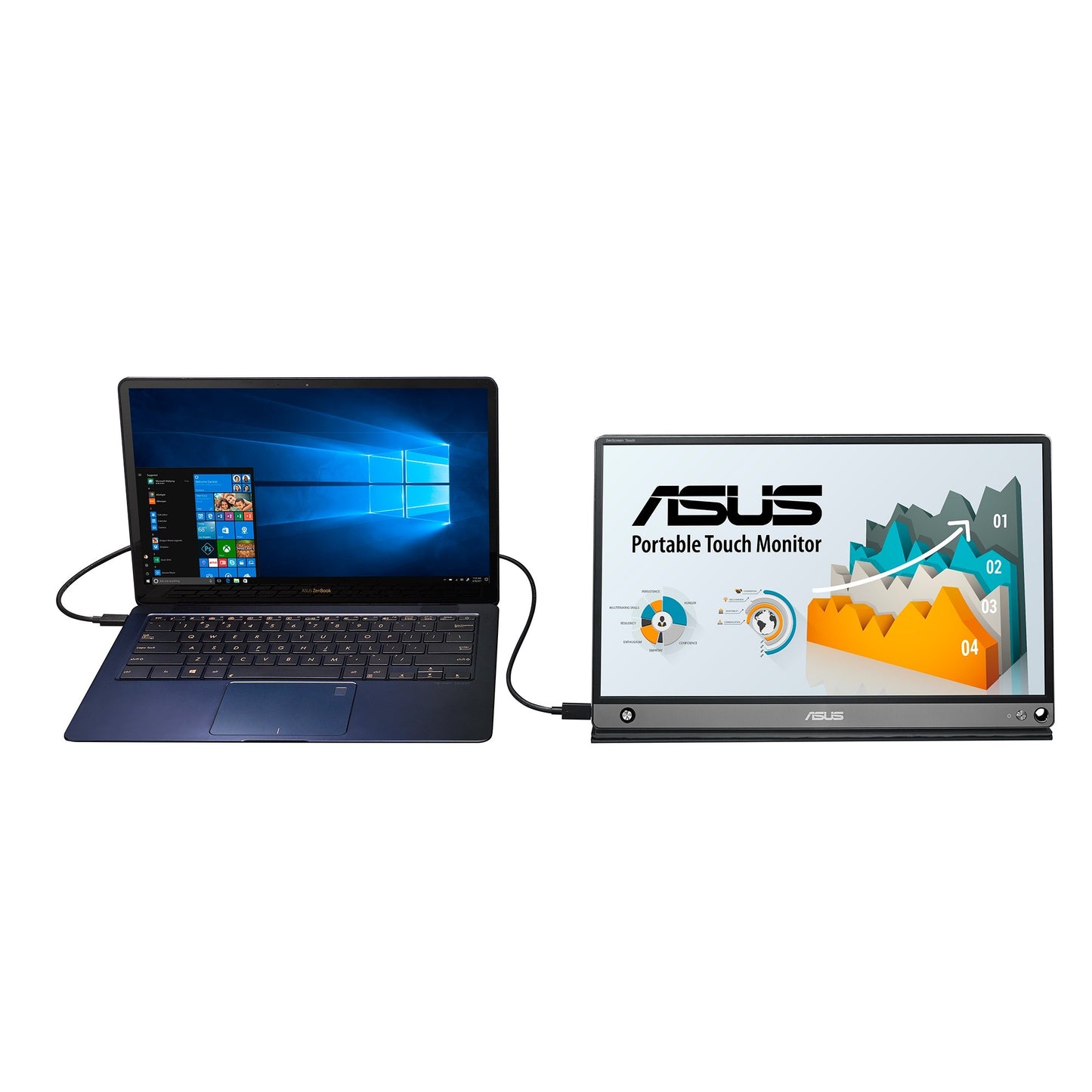 ASUS zenscreen mb16amtr 15.6 touchscreen monitor (zwart, mini-hdmi, 2x usb-c)