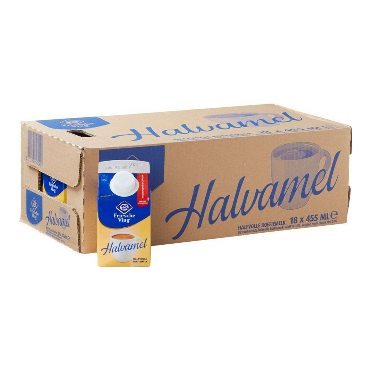 Friesche Vlag halvamel – koffiemelk – 18 x 455 ml – voordeelverpakking