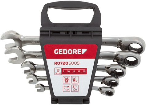 Gedore r0720 5005 | ringratel-steeksleutelset | 8-19 mm | 5-dlg 3300872
