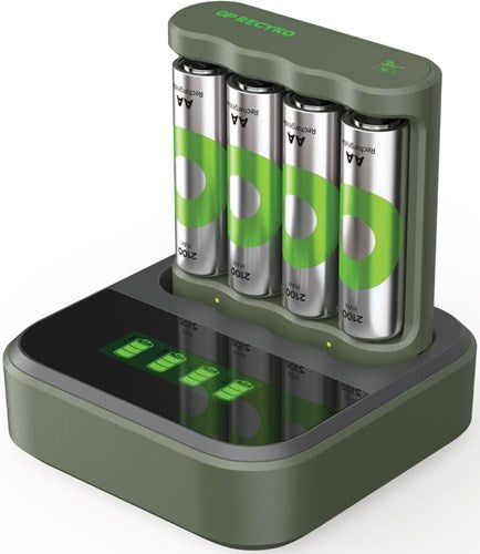 GP batterijlader usb 6h met 4x2100ma aa batterij + dock - 3503069