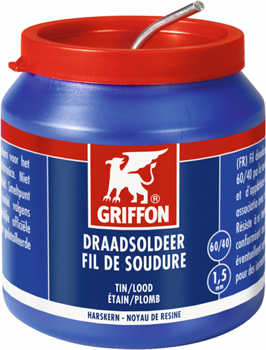 Griffon draadsoldeer tin lood 60 40 harskern | ø 1 |5 mm pot | 500 g - 1236163