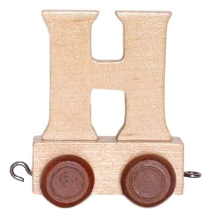 Bongers Speelgoed Houten letter h met wieltjes 6 cm hoog