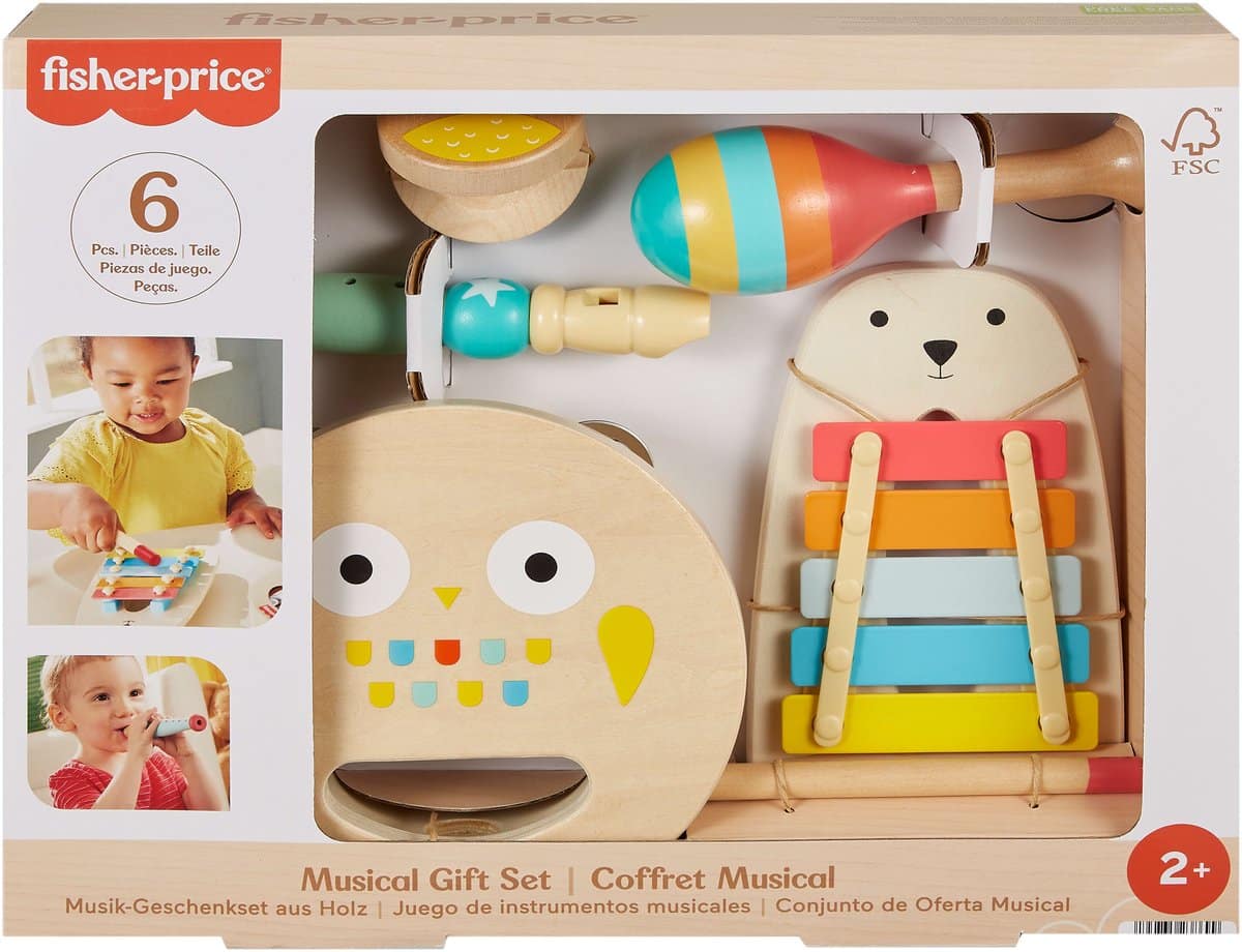 Mattel Fisher price houten speelgoed muziek instrumenten cadeau set
