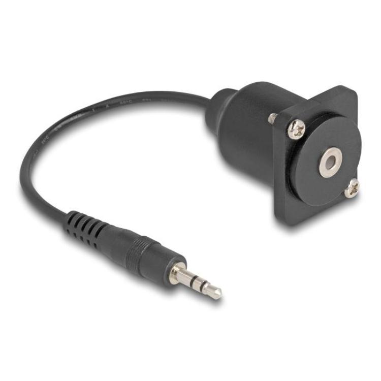 Delock 3,5 mm klinkstekker naar 3,5 mm klinkbus, D-Type, 20 cm