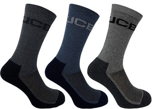 JCB Werkkleding Kopen Bij ToolMax.nl Jcb everyday werksokken | maat 39-43 | zwart blauw grijs | 3 paar - jcbx138a