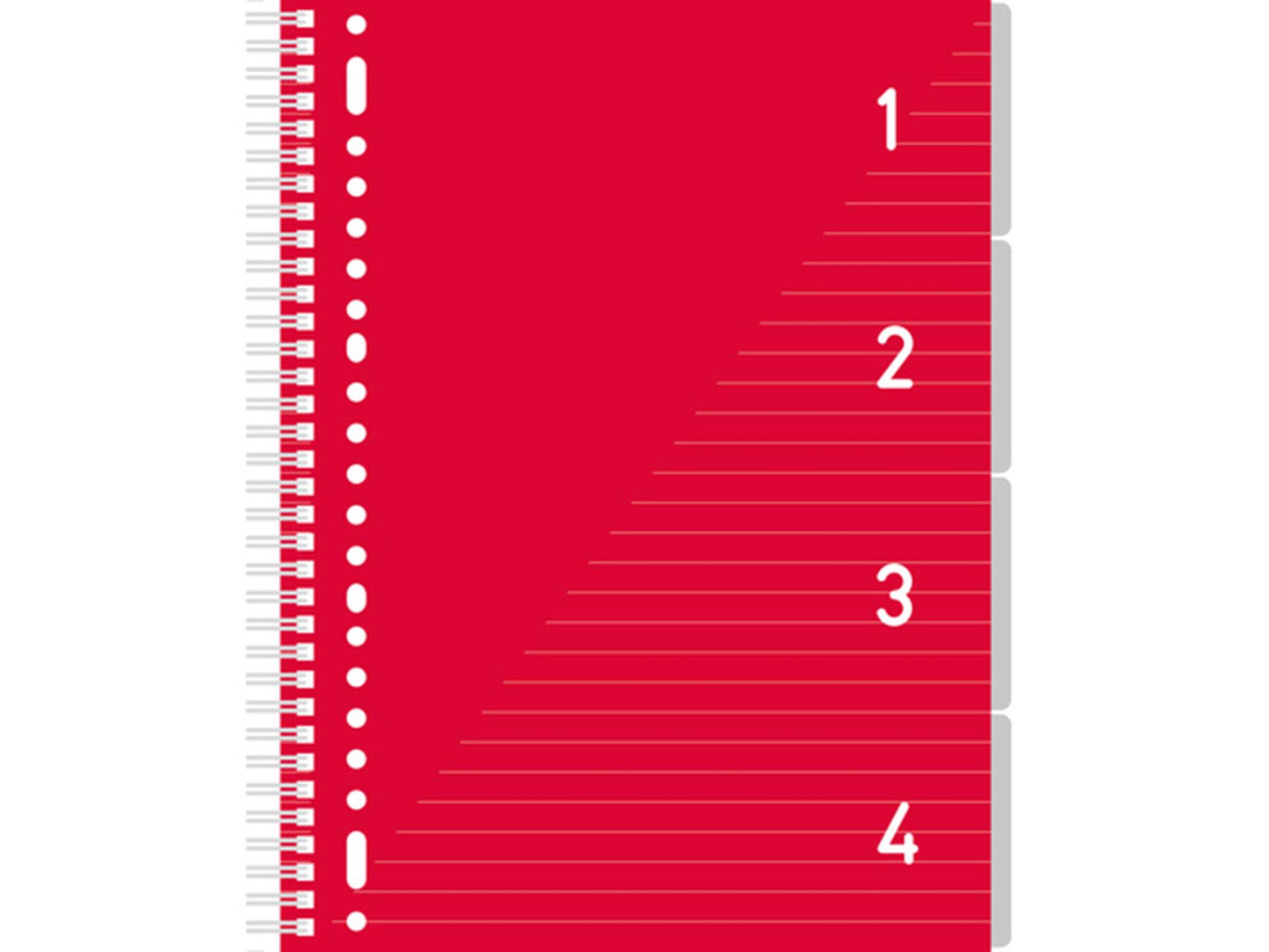Kangaro 4 in 1 schrijfblok a4, gelinieerd rood