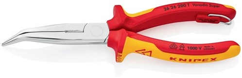 Knipex vlakrondbektang | lengte 200 mm vorm 2 | 40graden gehoekt vde | meercomponenten mantels | 1 stuk - 26 26 200 t - 26 26 200 t