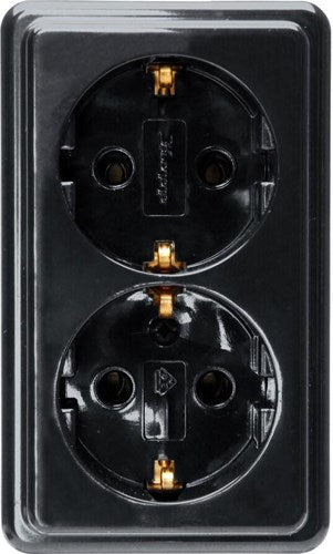 Enzo Kopp zwart opbouw stopcontact ra dubbel - 4626110