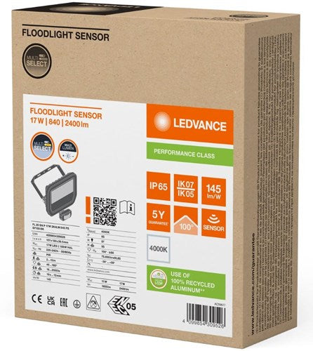 Enzo Ledvance led bouwlamp 20w 4000k zwart + sensor - 5017561