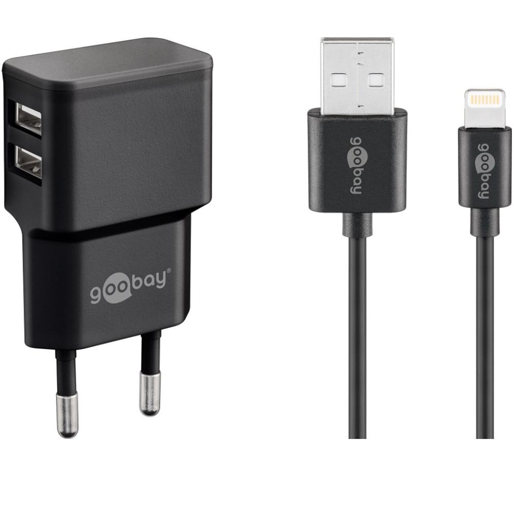 USB A oplader + lightning kabel