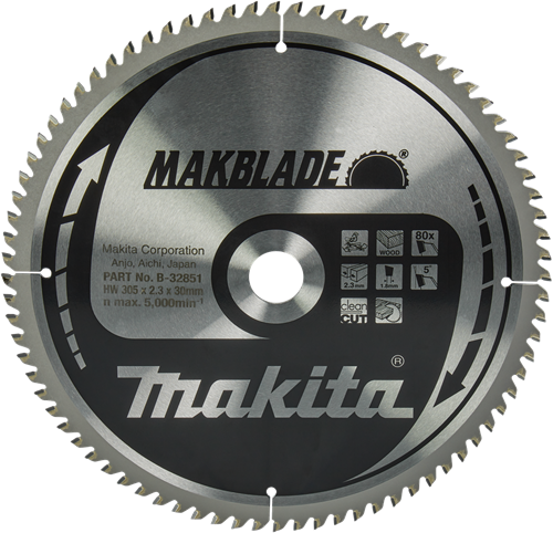 Makita Accessoires Makita zaagblad hout 305x30x2.3 80t 5g - b-32851