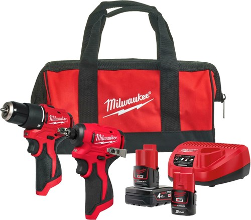 Milwaukee m12 blpp2b-422b m12 powerpack | m12 blpdrc, m12 artikelomschrijving, m12 4,0 ah, m12 2,0 ah, c12 c lader, contractor bag - 4933500425