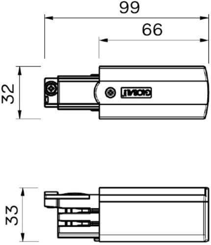 Nordic aansluitstuk tbv. rail alu rechts 3-fase 5050019