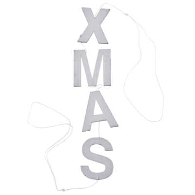Letterslinger XMAS zilverkleurig verticaal 60 cm | 24 stuks