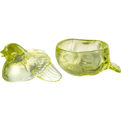 J-Line pot met deksel duif glas groen 14 cm | 12 stuks