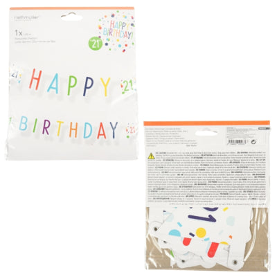 Amscan Letterslinger happy birthday 21 jaar confetti 180 cm | 40 stuks