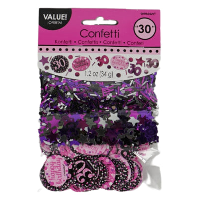 Amscan Confetti 30 jaar roze 34 g | 48 stuks