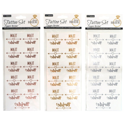 Tattoo set team bride 18 cm 3 assorti set van 11 | 24 stuks
