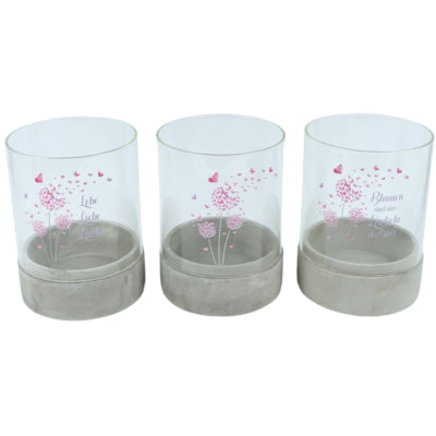 Theelichthouder paardenbloem 20 cm 3 assorti | 3 stuks