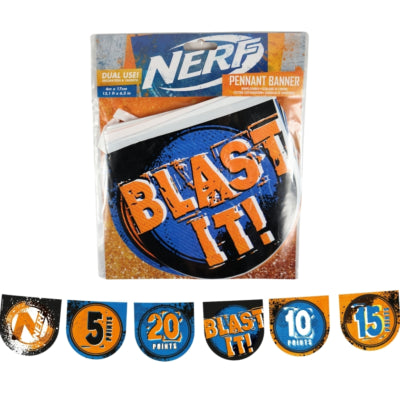 Amscan Vlaggenlijn nerf blauw oranje 400 cm | 24 stuks