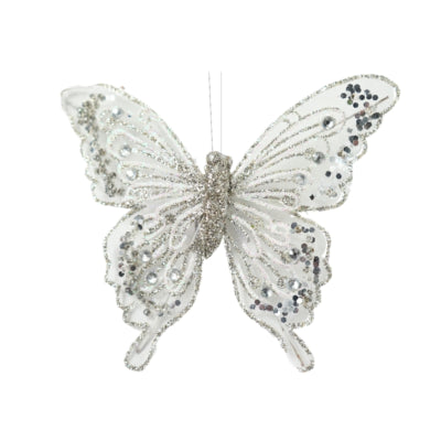 Vlinder op clip champagnekleurig 11 cm | 48 stuks