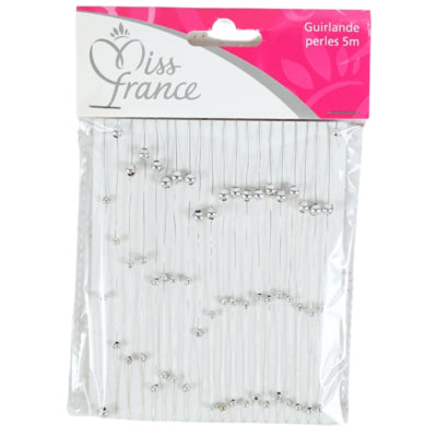 Miss France parelslinger zilverkleurig 5 meter | 48 stuks