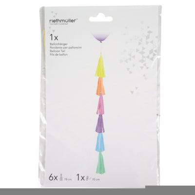 Amscan Ballonslinger franje regenboogkleuren 70 cm | 10 stuks
