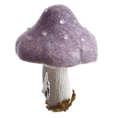 Paddenstoel op clip vilt paars 13,5 cm | 12 stuks