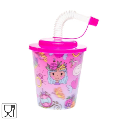 3D beker met rietje prinses 250 ml | 24 stuks