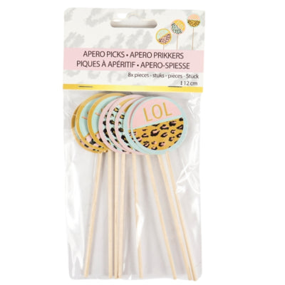 Cocktail prikkers Funky Leopard 12 cm set van 8 | 48 stuks