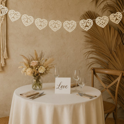 Slinger Love Dove papier ivoorkleurig 4 m | 24 stuks