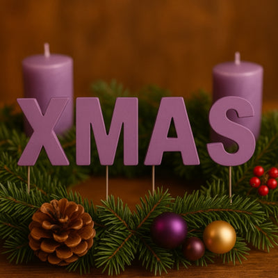 Abi Decoratie kerst letterstekers xmas paars 5 cm | 24 stuks
