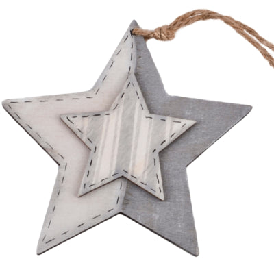 Ngk Hanger star grijs 19 cm | 24 stuks