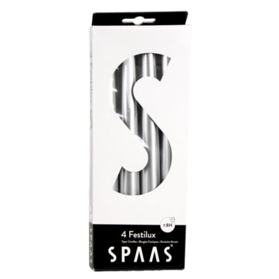 Spaas (r) dinerkaarsen zilverkleurig 2,2 x 25 cm 4 stuks | 12 stuks
