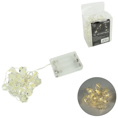 Lichtketting kralen facet LED op batterij 1 m | 24 stuks